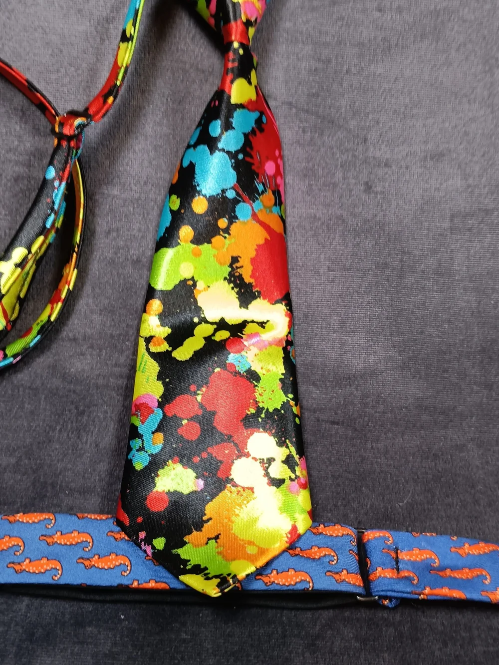 Gator Bow Tie - And Splatter Pattern Fun Tie For Boys Both Adjustable